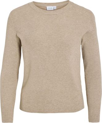 Vila Female Long Sleeve Knitted Top, Natural Melange, M