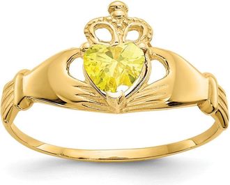 Diamond2Deal 14k Yellow Gold Cubic Zirconia Claddagh Heart Ring