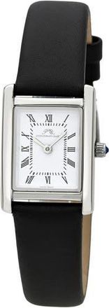 Porsamo Bleu Karolina Leather Strap Watch, 21.5mm x 30mm in Black/Silver at Nordstrom Rack