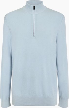 HUGO BOSS Mens Hbb Ebrando Black Zipped Crew Neck Jumper - Blue - Size: 2X large
