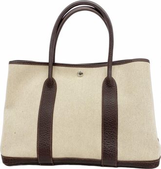 Herm&egrave;s Brown Toile H Tote Bag (Pre-Owned)