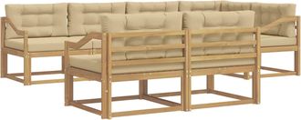 vidaXL Conjunto De Sof&aacute;s De Exterior 6 Uds. Y Beige Poli&eacute;ster Vidaxl