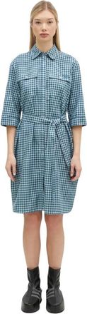 Maison Kitsun&eacute; Double Pocket Dress - Dames - Shirt Kleedjes - Blauw - M - Katoen - Kleedjes