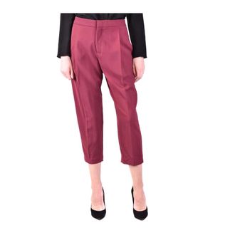 Elisabetta Franchi Cropped Trousers, female, Red, L, Cropped StraightLeg Trousers