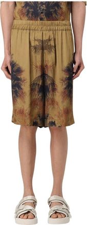 Laneus Heren Palm Print Elastische Taille Shorts - Heren - Korte Broeken - Veelkleurig - XS - Korte Broeken