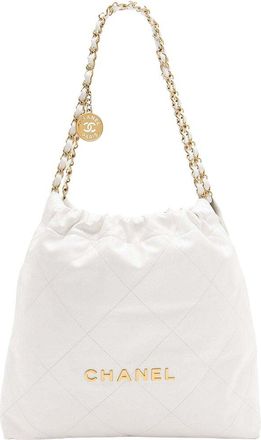 Chanel White Shiny Calfskin 22 Medium Shoulder Bag (Authentic Pre-Loved)