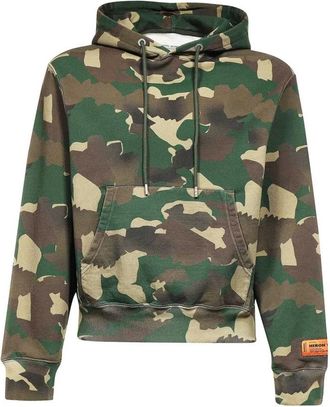 Heron Preston Camouflage Katoenen Hoodie - Heren - Hoodies - Groen - S - Katoen - Hoodies & sweatvesten