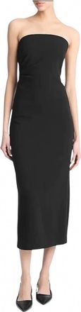 Vince Side Pleat Strapless Dress In Black