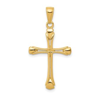 Diamond2Deal 10k Yellow Gold Cross with Triangle Tips Pendant