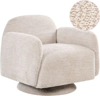 Beliani Sill&oacute;n Moderno Tapizado De Tela Base Giratoria Y Reposabrazos Ancho Sala De Estar Beige Aapua