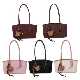 Generic PU Casual Bag Tote Bag Shoulder Bag for Women Office Travel (Black)