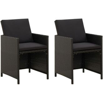 vidaXL Sedie da Giardino con Cuscini 2 pz in Polyrattan Nere vidaXL