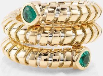 Marina B Trisola 18kt gold ring with emeralds