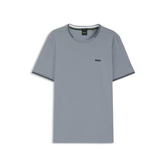 BOSS Stretch-cotton T-shirt with stripes and logo