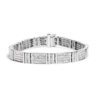 House of Brilliance 14K White Gold 7.0 Cttw Diamond Rectangular Link Tennis Bracelet at Nordstrom