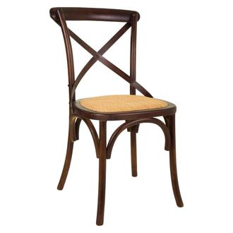 Wanderlust Deco Silla de madera y asiento de rat&aacute;n Nogal 44x42x46/88h cm