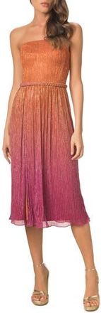 Dress The Population Haldis Metallic Ombr&eacute; Strapless Cocktail Dress in Orange Multi at Nordstrom Rack, Size Xx-Small