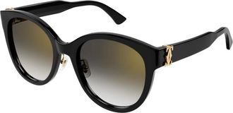 Cartier Double C Zonnebril - Dames - Zonnebrillen - Zwart - 56 MM - Nylon - Accessoires