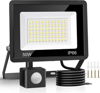OEM Foco Led Exterior De 50 W, Iluminaci&oacute;n Exterior, Luces De Seguridad Exteriores Con Detector De Movimiento, 6500 K, Ip66, Resistente Al Agua, Luz Diurn