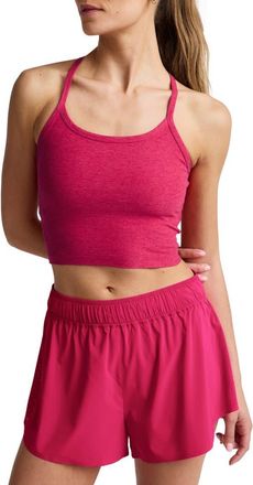 Beyond Yoga Space Dye Slim Racerback Crop Tank in Berry Red Heather at Nordstrom, Size X-Large