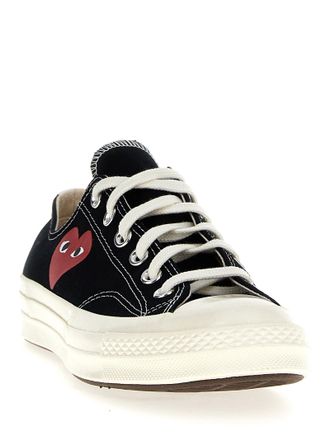 Comme Des Gar&ccedil;ons Heart-Print Canvas Sneakers - Black