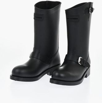 Dsquared2 Solid Color Biker Ankle Boots with Double Buckle size 39