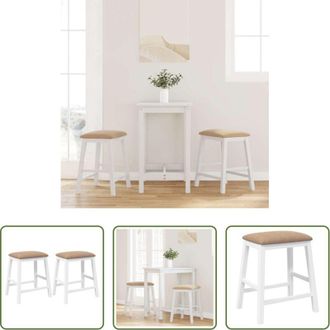 vidaXL vidaXL Sedie da soggiorno - Sedie da Bar con Cuscini 2 pz Bianco Legno Massello di Hevea
