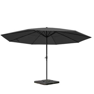 Hhg Nunca Usado] Sombrilla Meran Pro, Sombrilla De Mercado Para Gastronom&iacute;a Sin Cenefa &Oslash; 5m Poli&eacute;ster/aluminio 28kg, Antracita Con Soporte