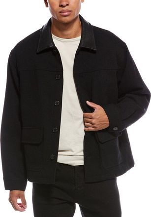 Frame Denim Frame Denim Leather-Trim Wool-Blend Workwear Jacket