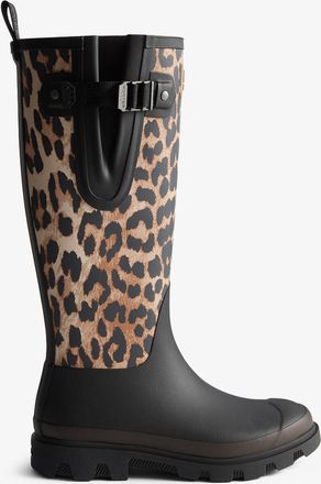 Ganni x Hunter Downpour Tall Boots in Leopard Size 7.5 - Brown