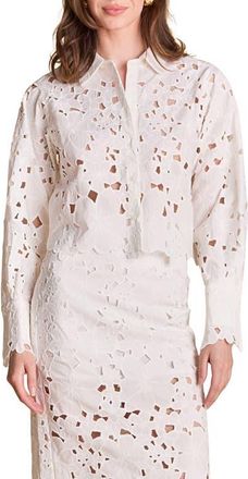 endless rose Cutout Button-Up Shirt in Ivory at Nordstrom, Size Medium