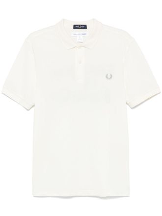 Comme Des Garçons x Fred Perry slogan-print polo shirt - Neutrals