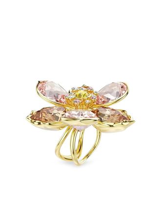 Swarovski Idyllia flower-motif ring - women - Gold Plated/Crystal - 60.1