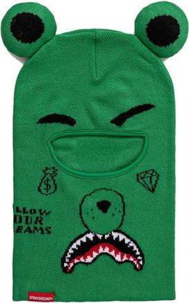 Sprayground Groene Beer Ski Masker Gebreid Haai Borduurwerk - Heren - Hoeden - Groen - ONE Size - Accessoires