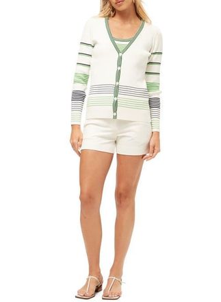 Trina Turk Leylah Striped Cardigan in Whitewash/ink at Nordstrom, Size X-Large