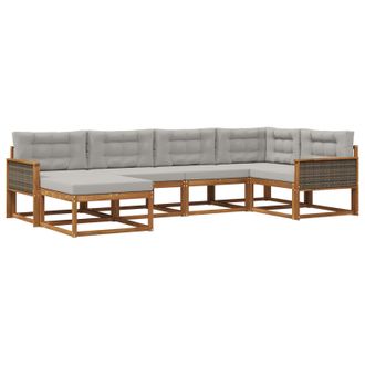 vidaXL Conjunto De Sof&aacute;s De Exterior 6 Pcs Natural Y Gris Claro Vidaxl