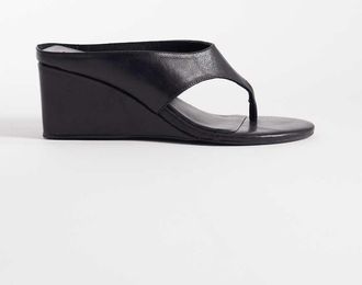 Tony Bianco Swift - Sandali con zeppa e tacco in pelle nera-Nero