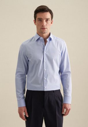 Seidensticker Businesshemd SEIDENSTICKER Slim, Herren, Gr. S (37), normale &Auml;rmell&auml;ngen, blau (hellblau), 100% Baumwolle, unifarben, slim fit, 2-Knopf-Manschette, He