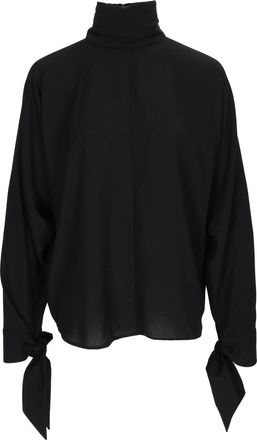 Emporio Armani High-Neck Tied Cuffs Blouse