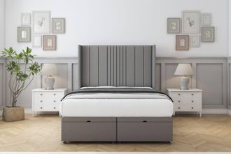 Comfort Beds Grace Dumfries Ottoman Bed Set With 54 Wingback Headboard in Light Grey | Size: King