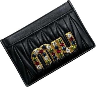 Miu Miu Pre-owned Card case - Dames - Vintage Accessoires - Zwart - ONE Size - Leer - Vintage