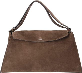 STUDIO NICHOLSON Trapezoidal Suede Leather Shoulder Bag With Adjustable Strap