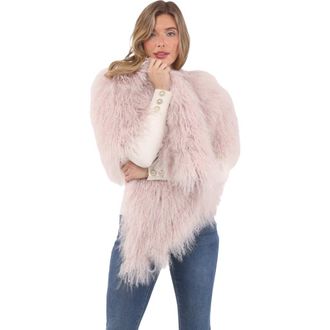 Gorski Select Genuine Shearling Shawl in Pink at Nordstrom