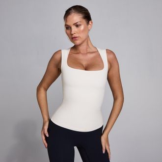 MyProtein Camiseta de tirantes SculptForm de cuello cuadrado para mujer de MP - Pearl - L