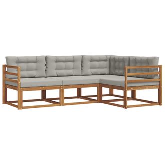 vidaXL Conjunto De Sof&aacute;s De Exterior 4 Pcs Gris Natural Y Claro Vidaxl