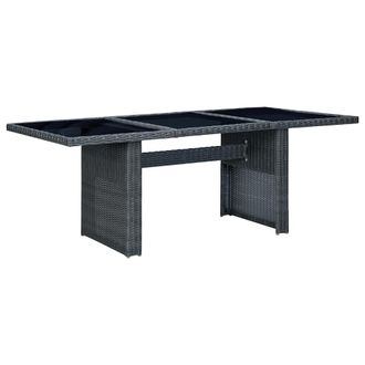 vidaXL Vidaxl - Mesa De Jard&iacute;n De Rat&aacute;n Sint&eacute;tico Y Vidrio Templado Gris Oscuro