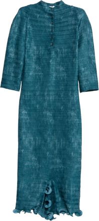 Fendi button ruffled midi dress - Blue