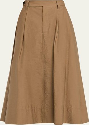 Brunello Cucinelli Techno Cotton Poplin A-Line Midi Skirt