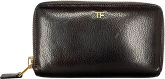 Tom Ford Logo Zip-Around Wallet in Brown Leather