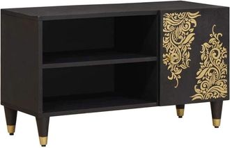 vidaXL Mueble De Tv Negro 80 X 33 X 46 Cm Madera De Mango Maciza Vidaxl